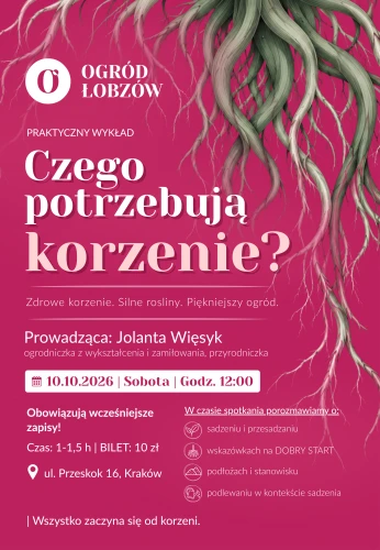 10.10.2026 | Czego potrzebują korzenie? Odkryj sekret zdrowych i pięknych roślin! | Praktyczny wykład | godz. 12:00 - bilet wstępu